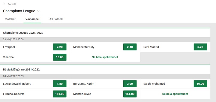 Semifinaler Champions League 2022