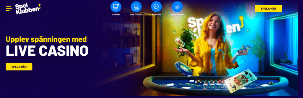 Casinot hos Spelklubben – från slots till live dealers