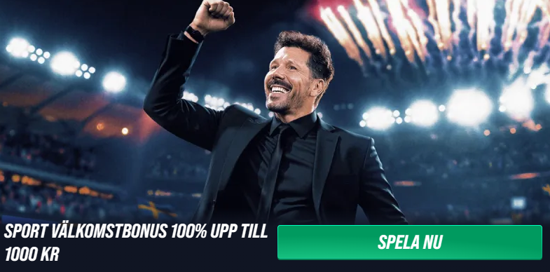 Betinia oddsbonus är på 100% upp till 1000 kr. Spela för din insättning en gång till odds 1.5 eller högre för att få bonusen utbetald. Den ska sedan omsättas 12 gånger till lägsta oddset 1.80.