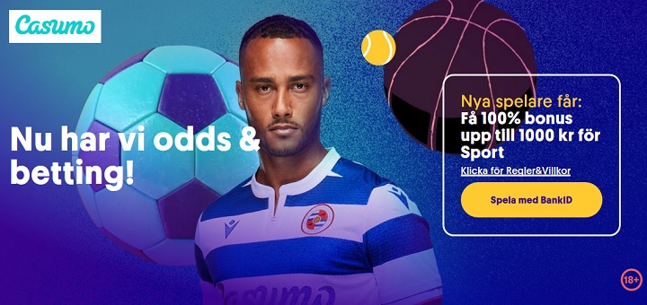 Casumo oddsbonus på 100% upp till 1000 kr