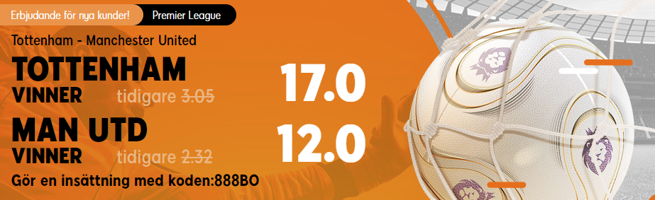Superodds på Tottenham - Manchester United 15/3 2020