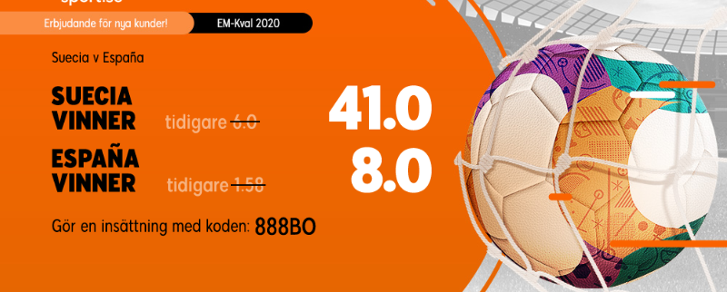 Superodds på Sverige Spanien hos 888Sport